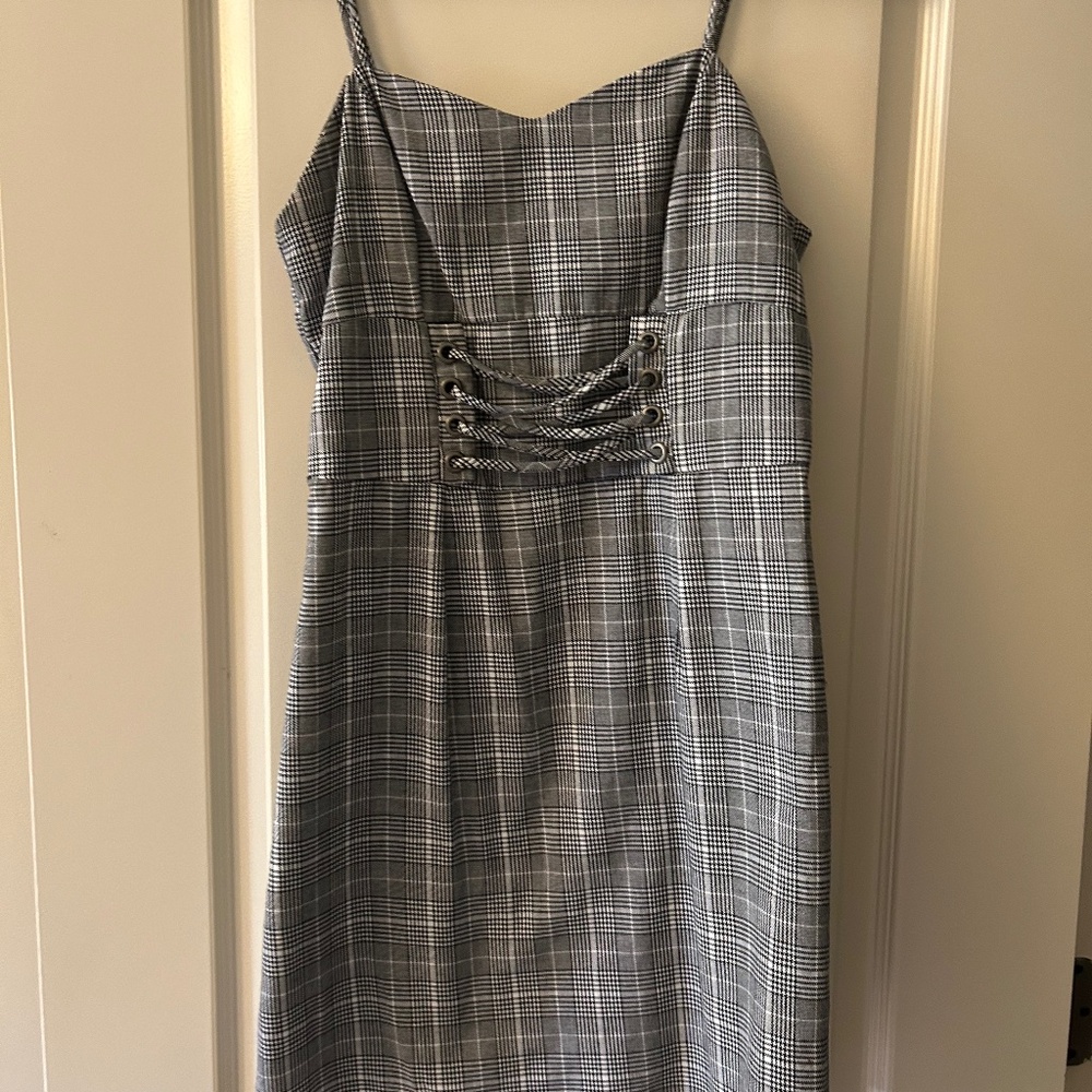 Plaid Lace up Dress Size Small
